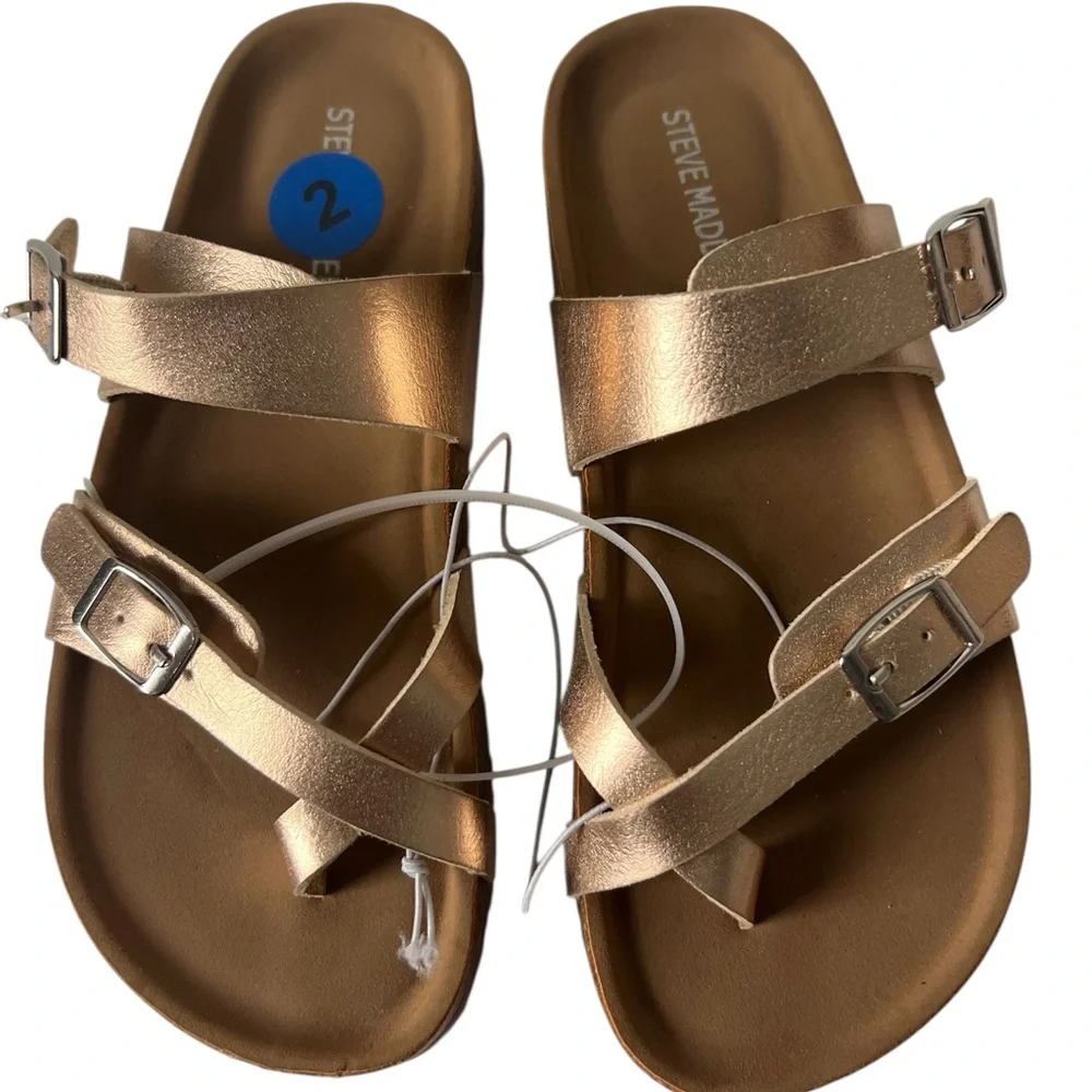 Steve Madden  Brown‎ Leather Summer Sandals Size 2, NWOT